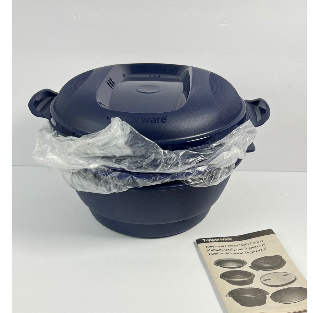 Tupperware Smart Multi-Cooker Microwave Steamer Cooker Cobalt Blue New Open Box
